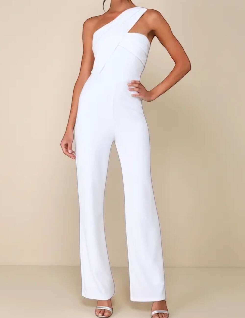 Lulus Devoted To Fun One Shoulder Wide Leg Jumpsuit Women's XS White